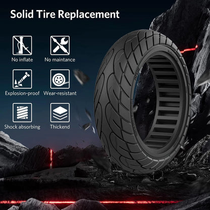 10x2.125 Scooter Tire, 10 inch Solid Rubber Tires Tubeless Front or 2 black