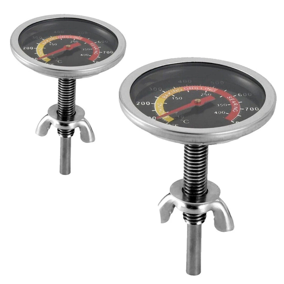 BBQ Smoker Temperature Gauge 2 Pack Thermometer 50F 800F Metal Dial for Grill