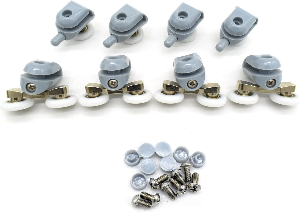 8 Pcs Top/Bottom Shower Door Rollers/Runners/Pulleys/Wheels Bathroom Gray