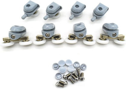 8 Pcs Top/Bottom Shower Door Rollers/Runners/Pulleys/Wheels Bathroom Gray