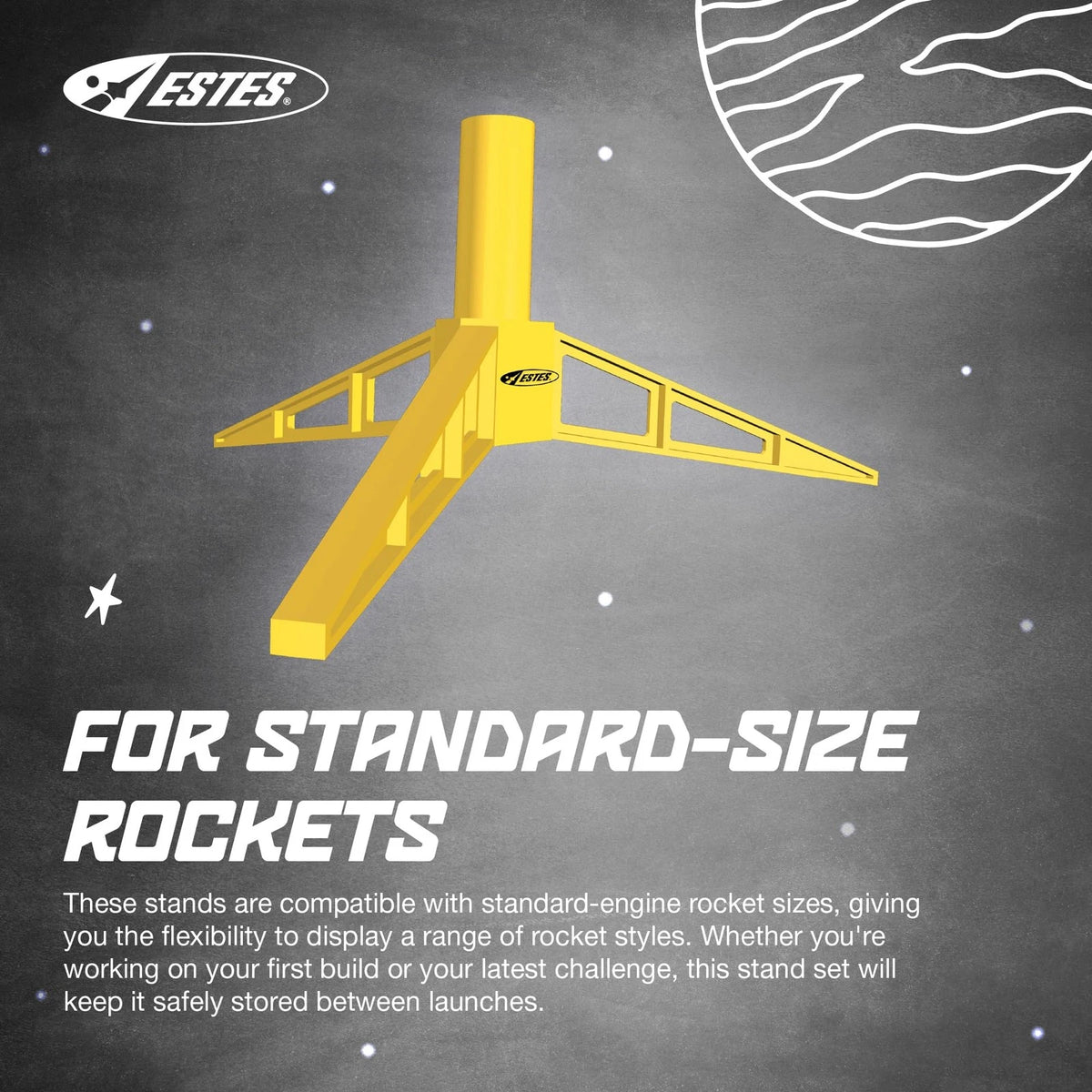 Estes 2291 Pack of 3 Model Rocket Display Stands, Small, Brown/a
