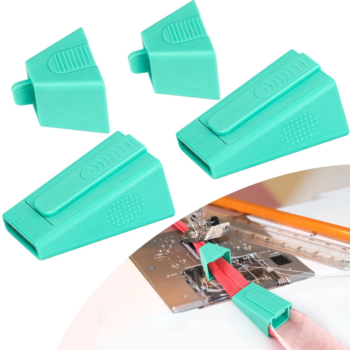 TIGARI Bias Tape Maker, 2 Pack Fabric Tube Maker for 2.24-2.83 inches, Green