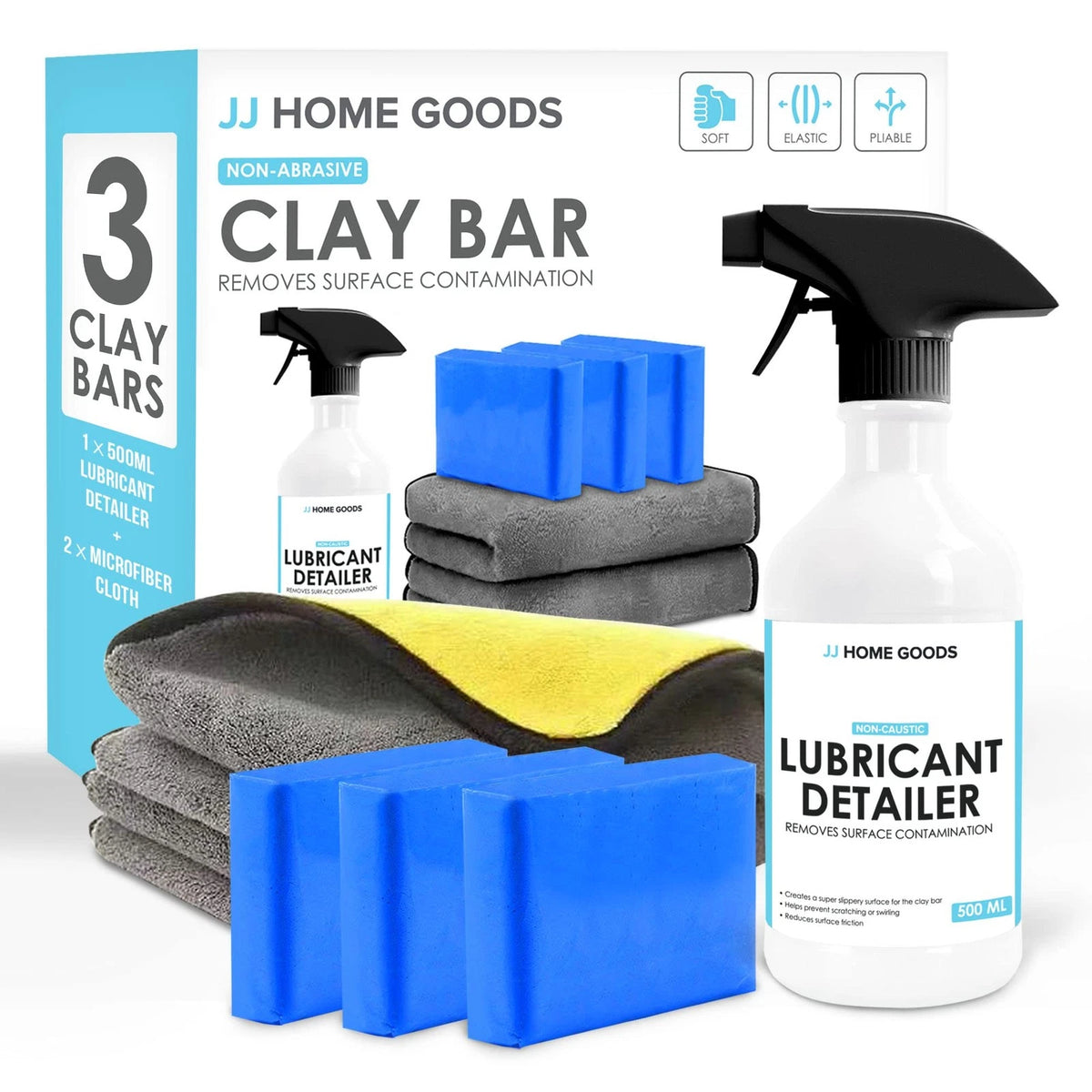 JJ Care Clay Bar Kit - Includes 3 Car Bars for Auto Detailing 300 grams