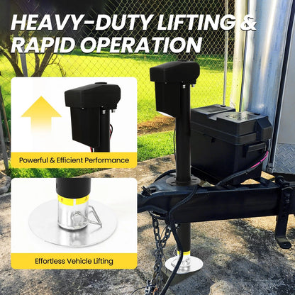 12V Electric Tongue Jack 4000lb A-Frame 4000 lbs, Black