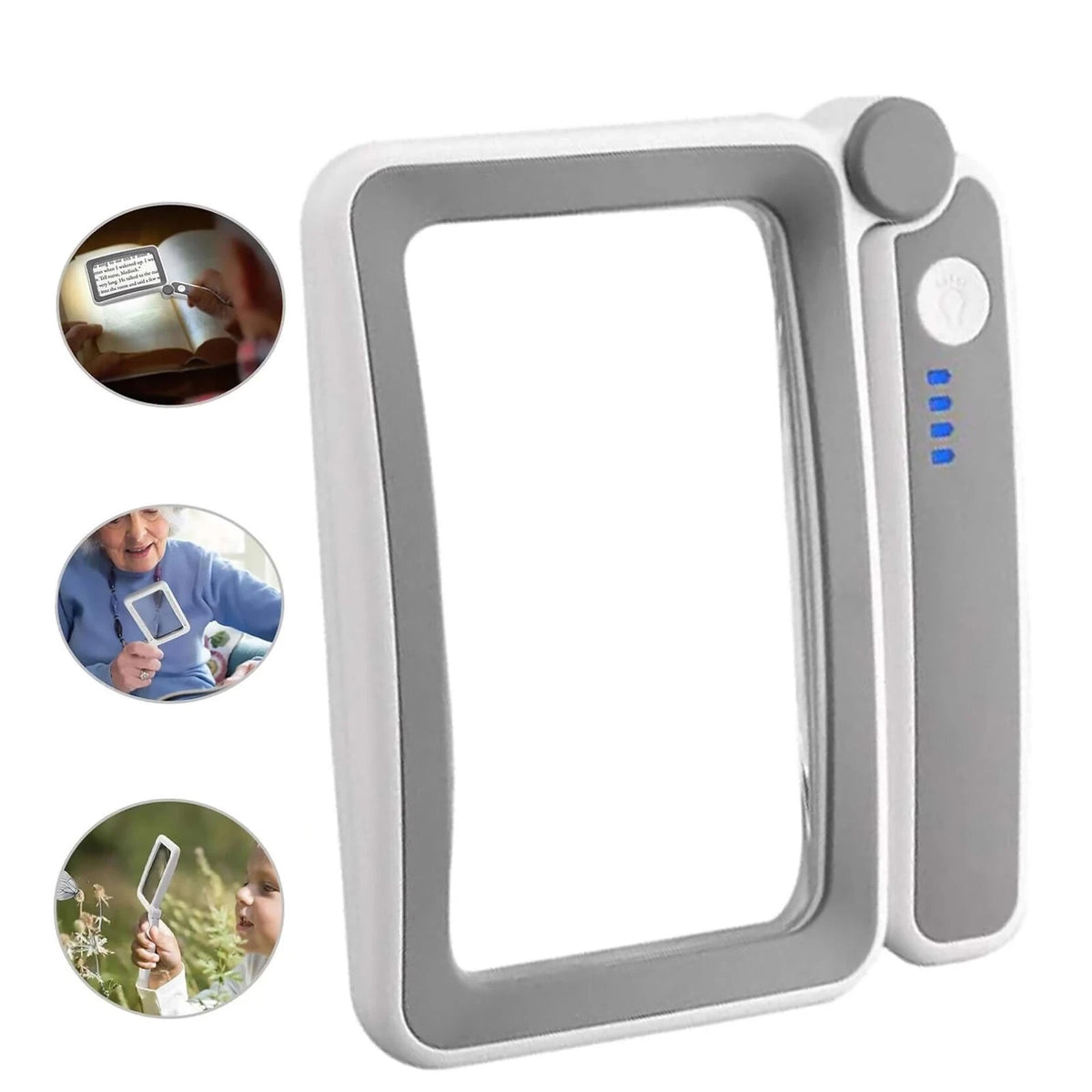 Handheld Illuminated Magnifier 4x 10 Led Dimmable Brightness USB C Rechargeable