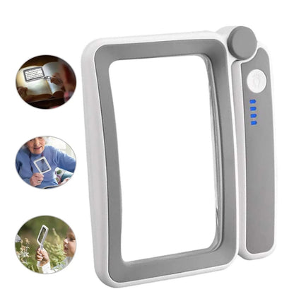Handheld Illuminated Magnifier 4x 10 Led Dimmable Brightness USB C Rechargeable