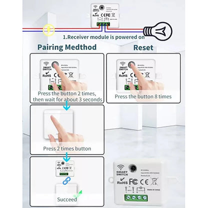 1Set 433MHz Wireless Remote Control Switch Intelligent Lamps Receiver