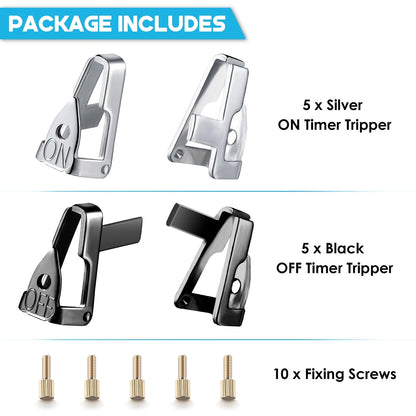 Dreyoo Time Switch Replacement Trippers Kit, 5 ON /5 Off /10 Screws black