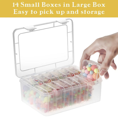 Mathtoxyz Small Bead Organizers, 14 Pieces Plastic Storage Small, Clear - 1P