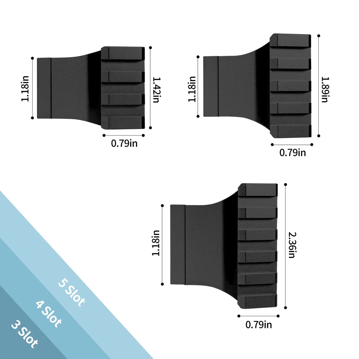 Picatinny Offset Rail Mounts, 45 Degree 3-4-5 slots, Black