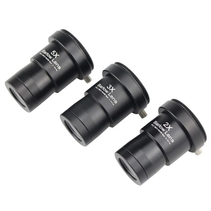 3Pcs/Set 1.25 inch Astronomical Telescope Barlow Lens 2X 3X 5X Eyepiece Lens;