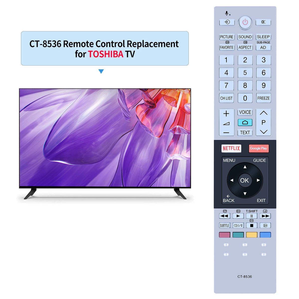 CT-8536 Remote Control For Toshiba TV 50U7880 58U7880 43U775 49U775 55U775