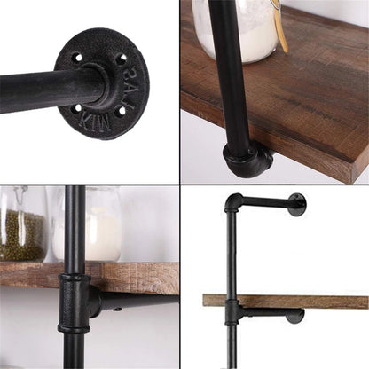 Industrial Wall Mount Iron 2 Pcs 4 Tier pipe shelf,Not included planks, Black