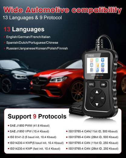 XIAUODO OBD2 Scanner Car Code Reader Support Small and Portable, black