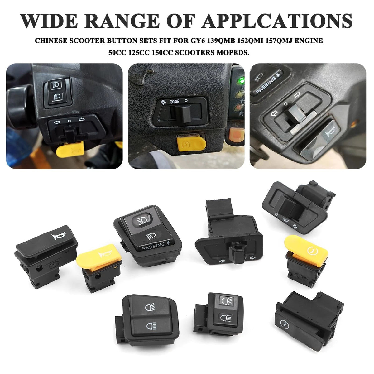 Mokuo Motorcycle Handle Switch Button in PP Material Compatible with Chinese...