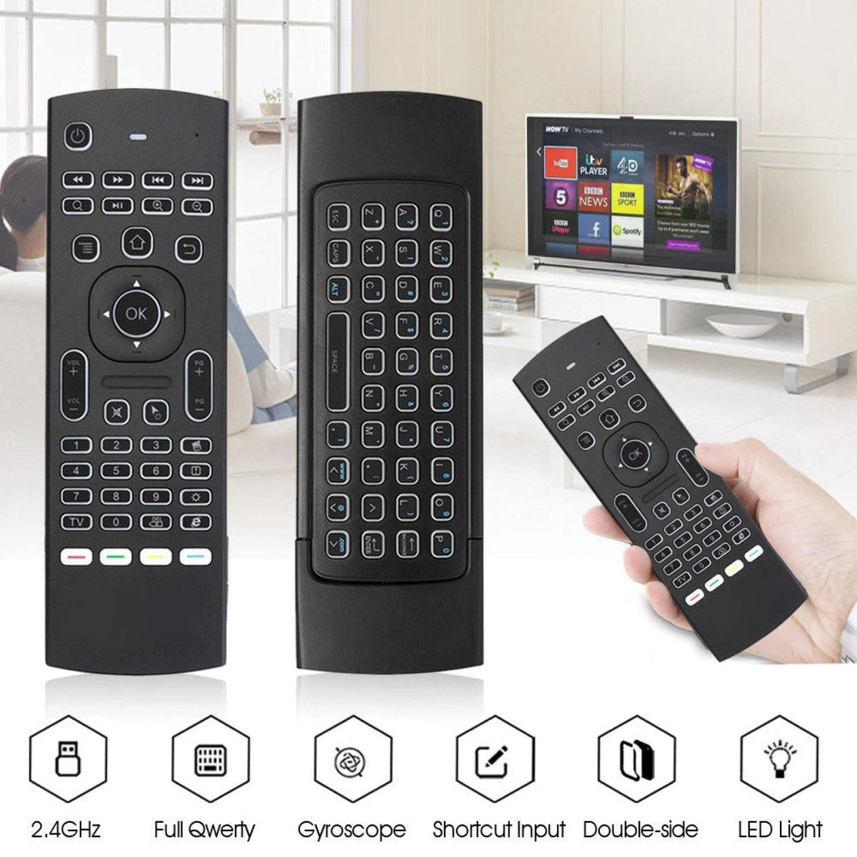 Remote Control MX3 Backlight Air Mouse 2.4G RF Keyboard For KODI TV BOX PC E