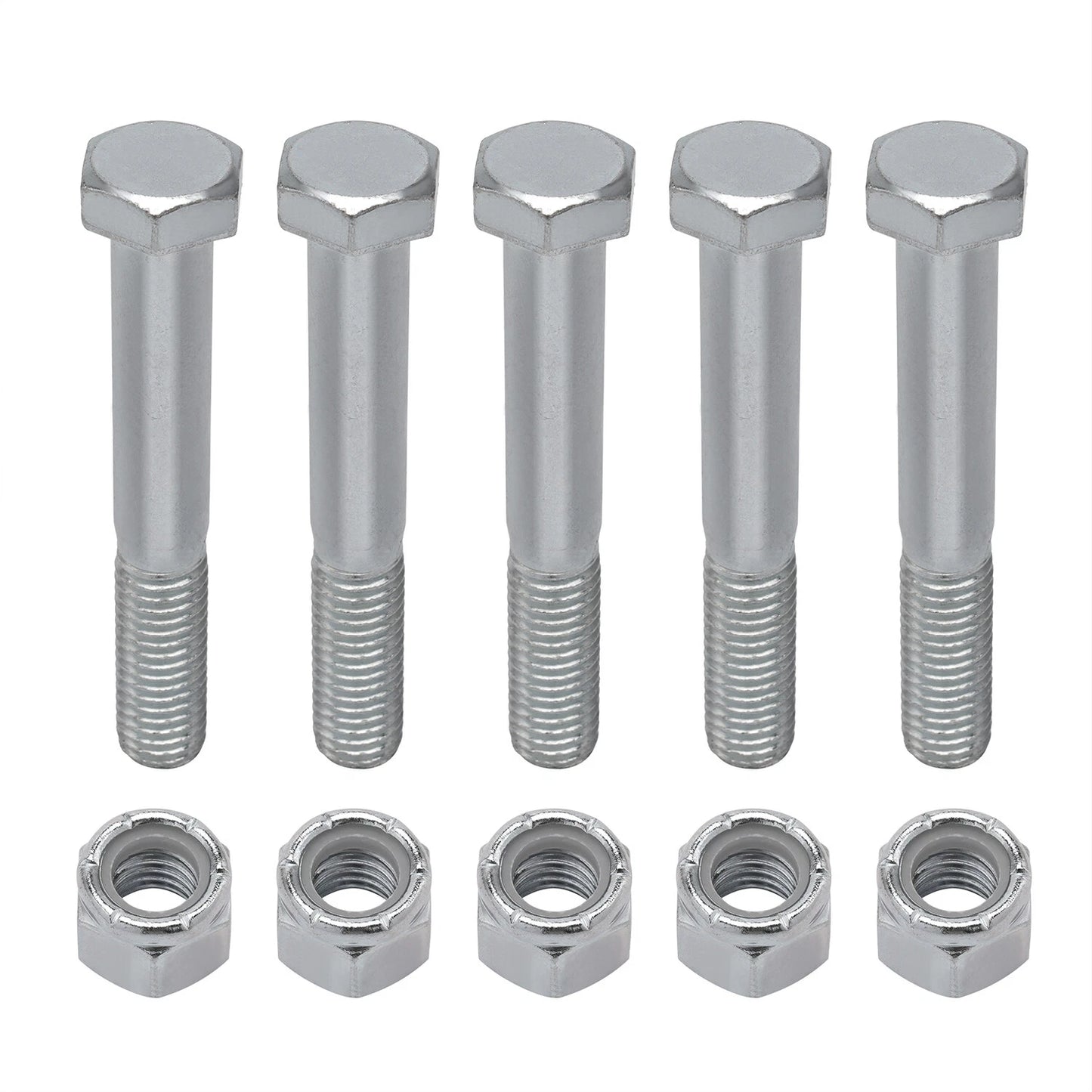Grade 2 Shear Bolts for Rotary Cutters 1/2" x 3-1/2" with Nylock Nuts - 5 Pack