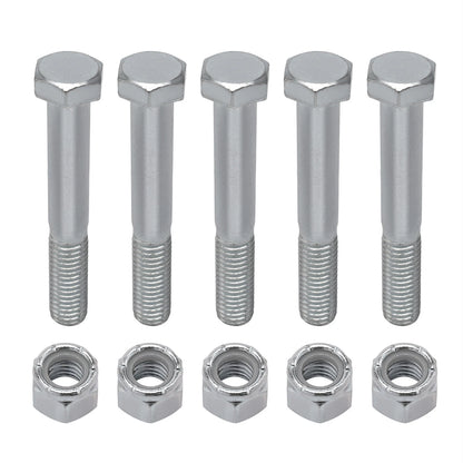 Grade 2 Shear Bolts for Rotary Cutters 1/2" x 3-1/2" with Nylock Nuts - 5 Pack
