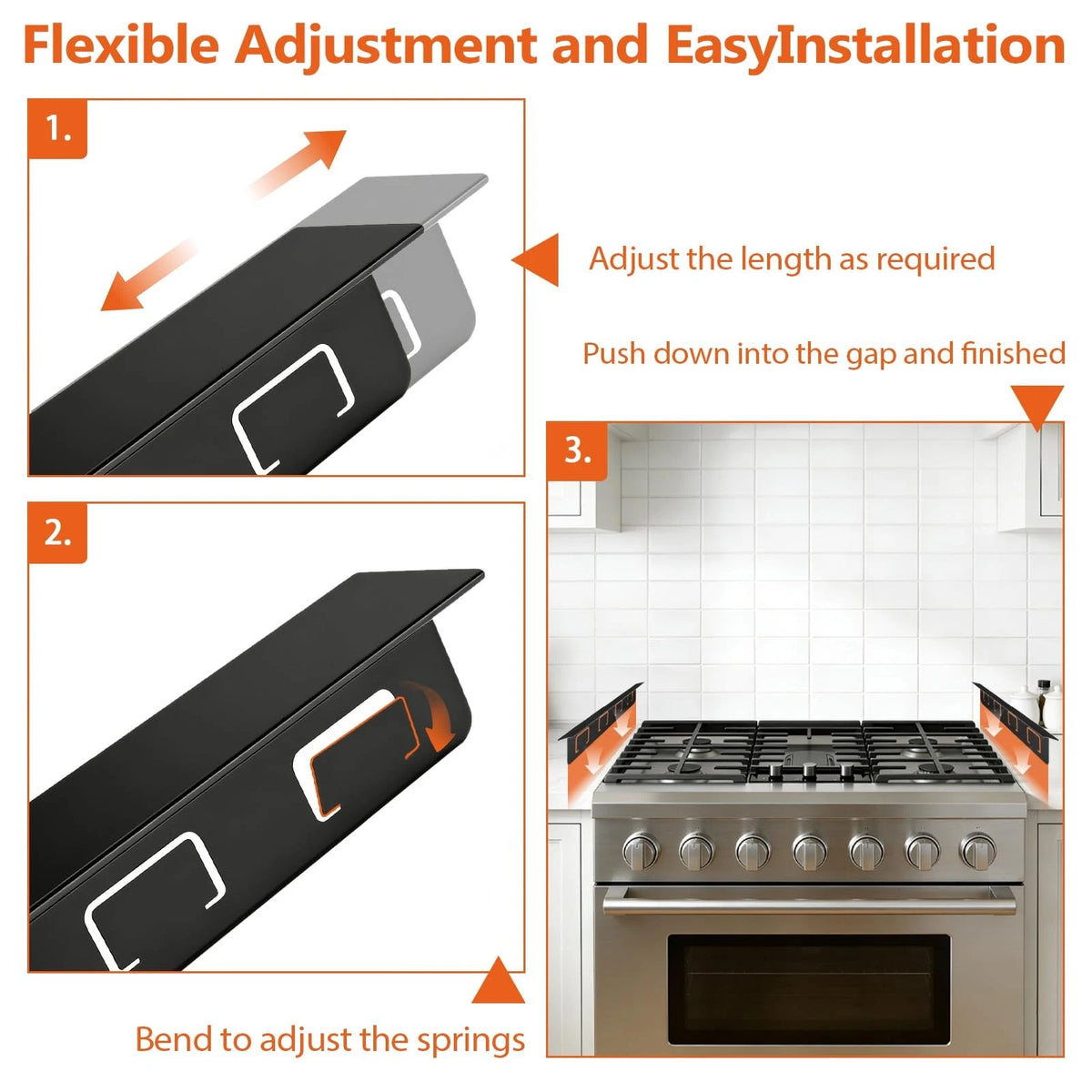 “T” design Stove Gap Covers 2 Pack, Adjustable 13.8” to 27.5”Stove Black
