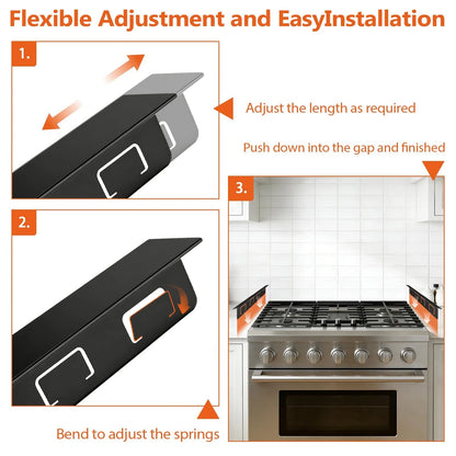 “T” design Stove Gap Covers 2 Pack, Adjustable 13.8” to 27.5”Stove Black