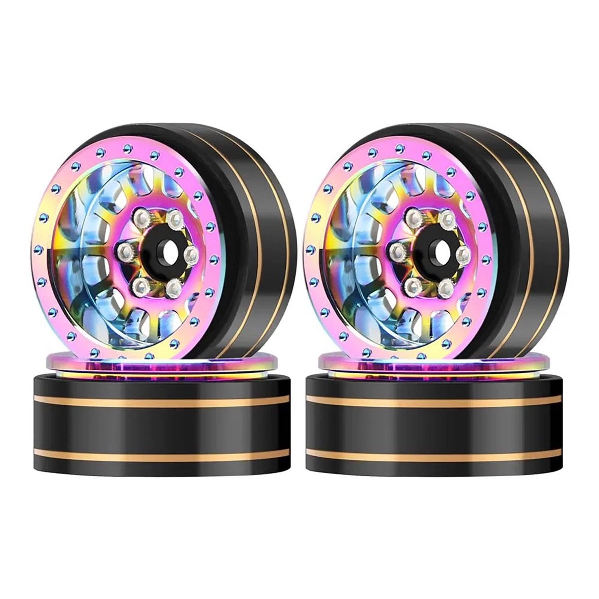 4pcs 1.1" Brass + Aluminium Alloy Wheel Hubs Rims for Axial SCX24 1/24 RC Car