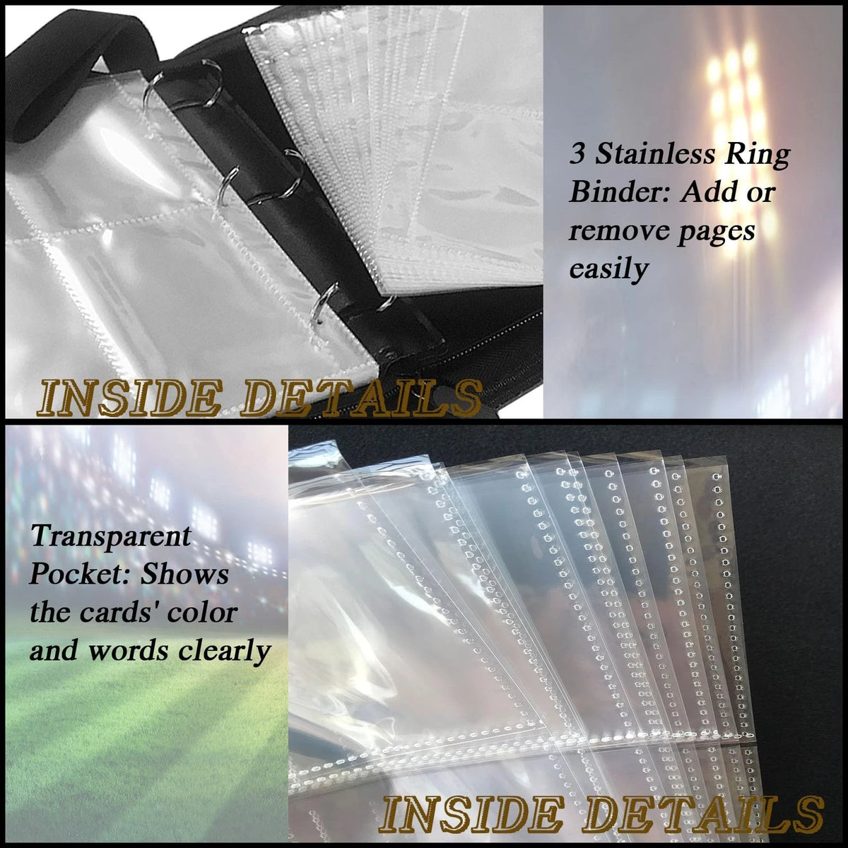 Sports Card Binder 400 Pockets Trading with 400 Pockets,