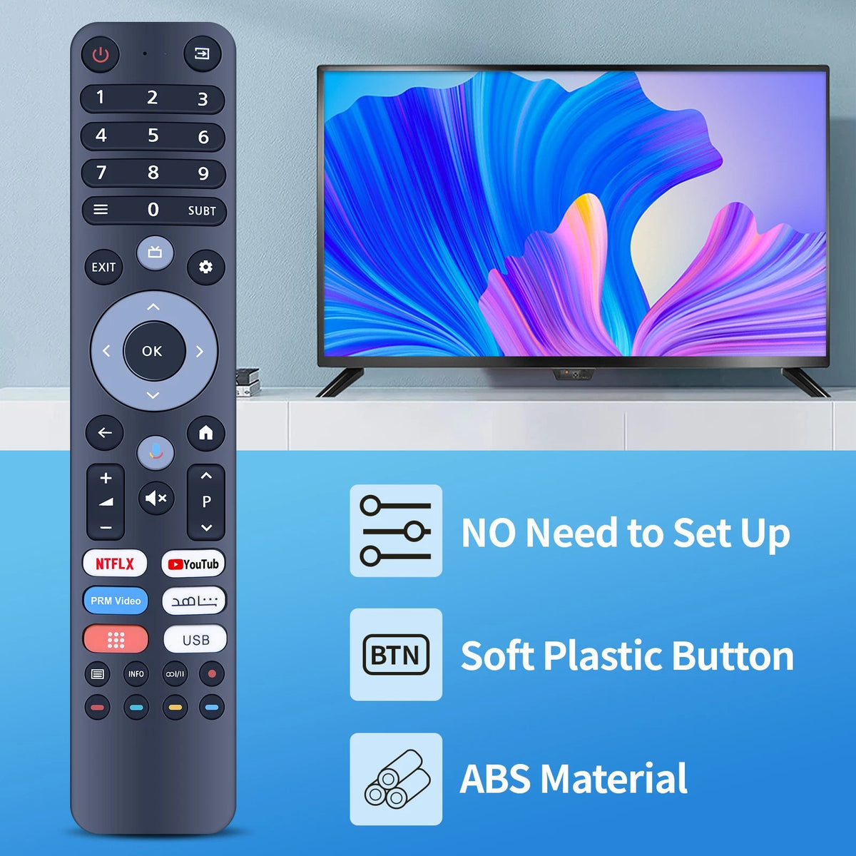 For Wansa Smart TV Replacement Remote Control without Voice