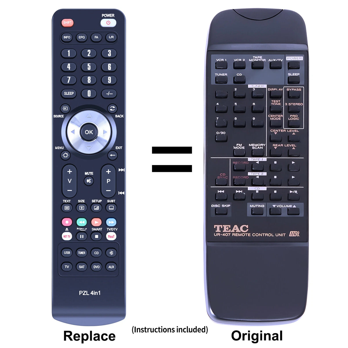 For TEAC UR-407 Radio CD Stereo Replace Remote Control AG-V4200,AGV4200
