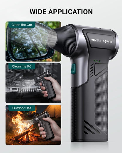 VANTRUE POWER T150 Compressed Air Duster, Mini Blower, Black and Grey
