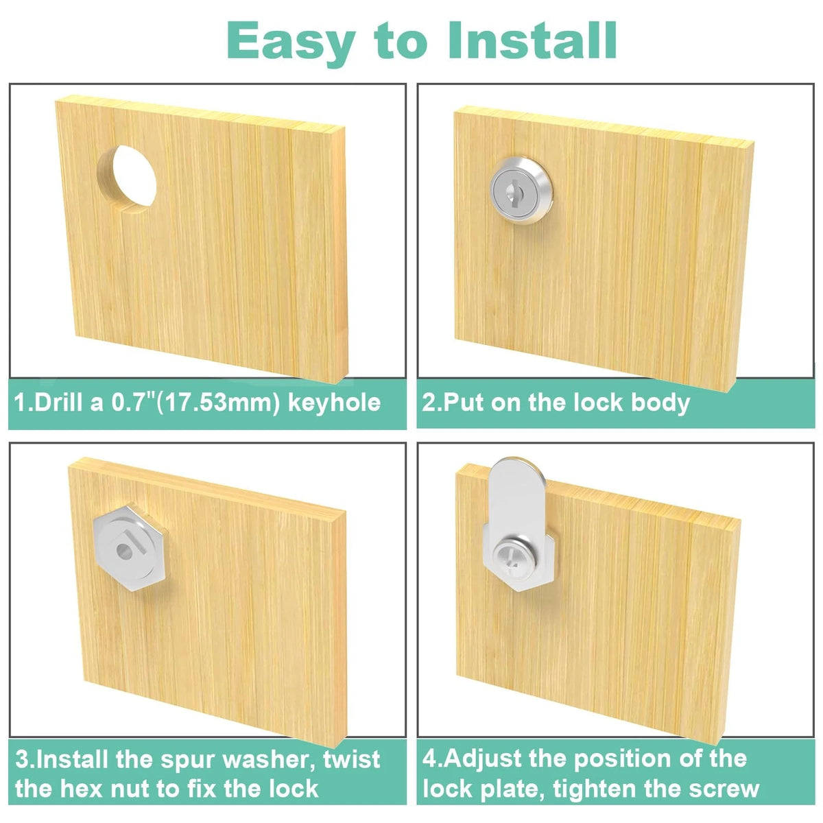 inBovoga 6 Pack Cabinet Locks with Keys, 5/8" 6 5/8 Inch Silver, Silver
