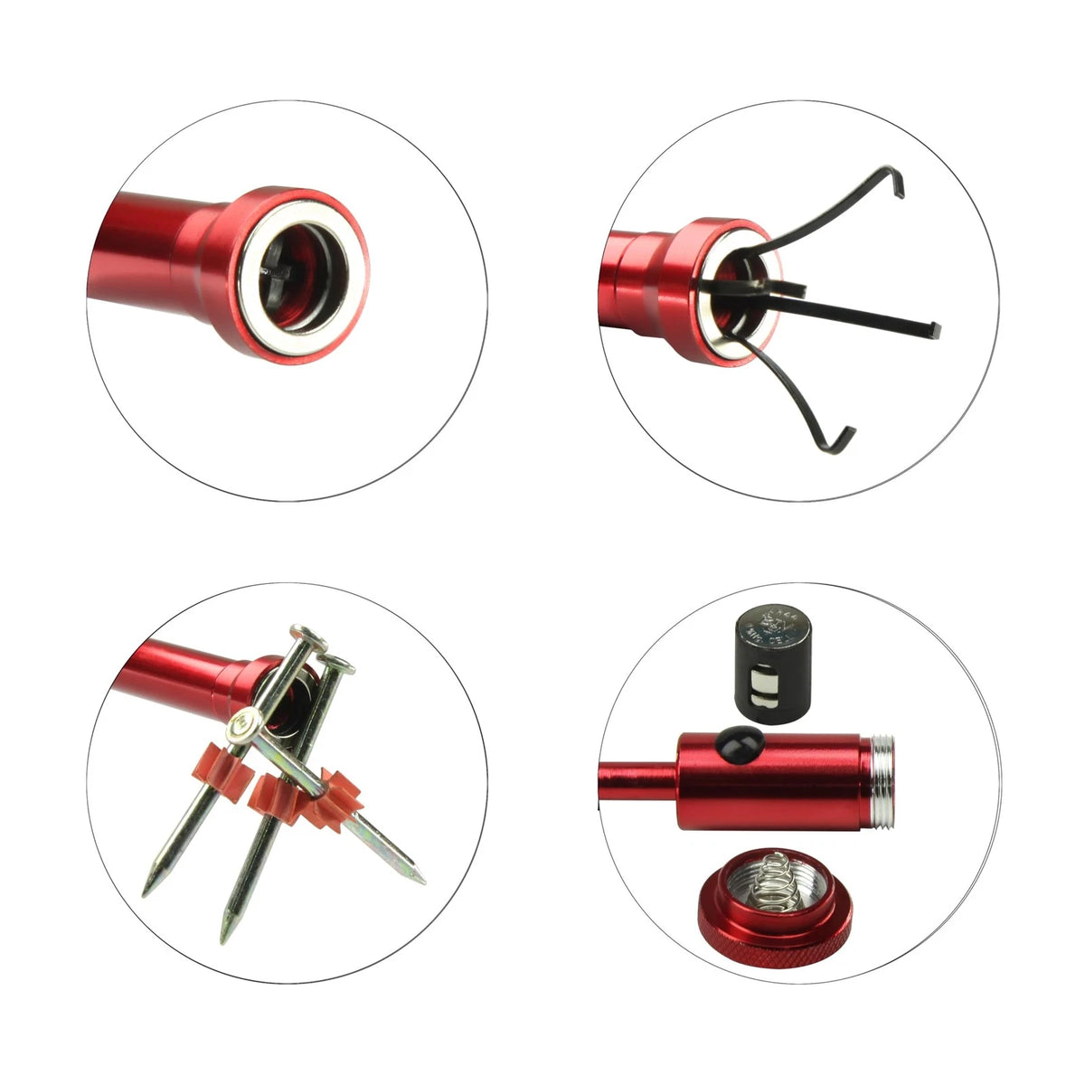Flexible Claw Pickup Tool with Magnet telescoping led Red