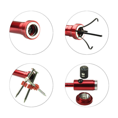 Flexible Claw Pickup Tool with Magnet telescoping led Red