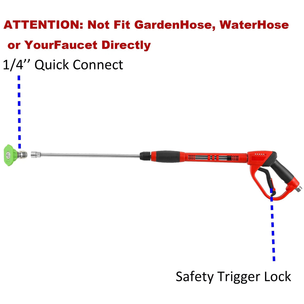 Tool Daily Deluxe Pressure Washer Gun, with Replacement 40inch, Black, Red