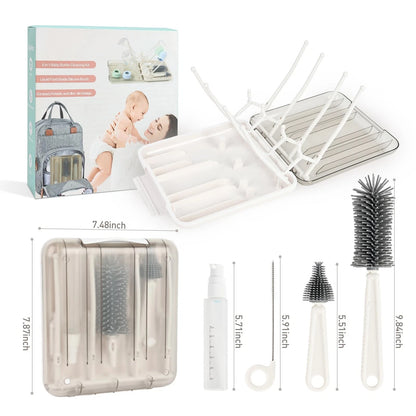 Travel Bottle Cleaner Kit, 6-in-1 Baby 7.4 x 1.8 x 7.8 inches, White