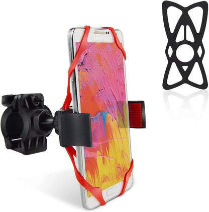 NALAKUVARA Phone Mount X Holder Grip Tether Rubber Strap Large, Black, Red