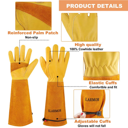 SLARMOR Long Gardening-Gloves Women/Men-Thorn Medium (Pack of 1), Yellow