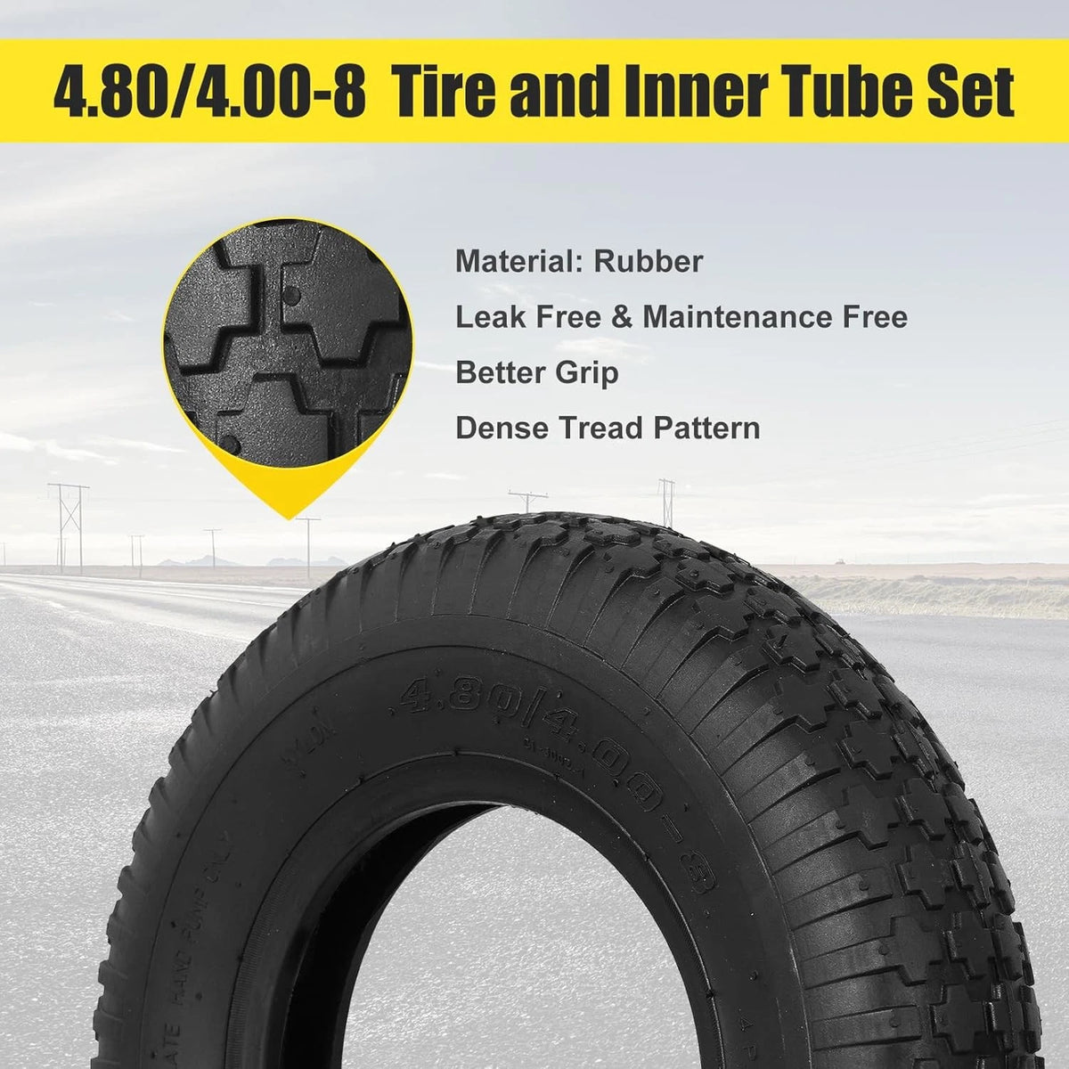 4.80/4.00-8 Tire and Inner Tube, Tube 2 Pack