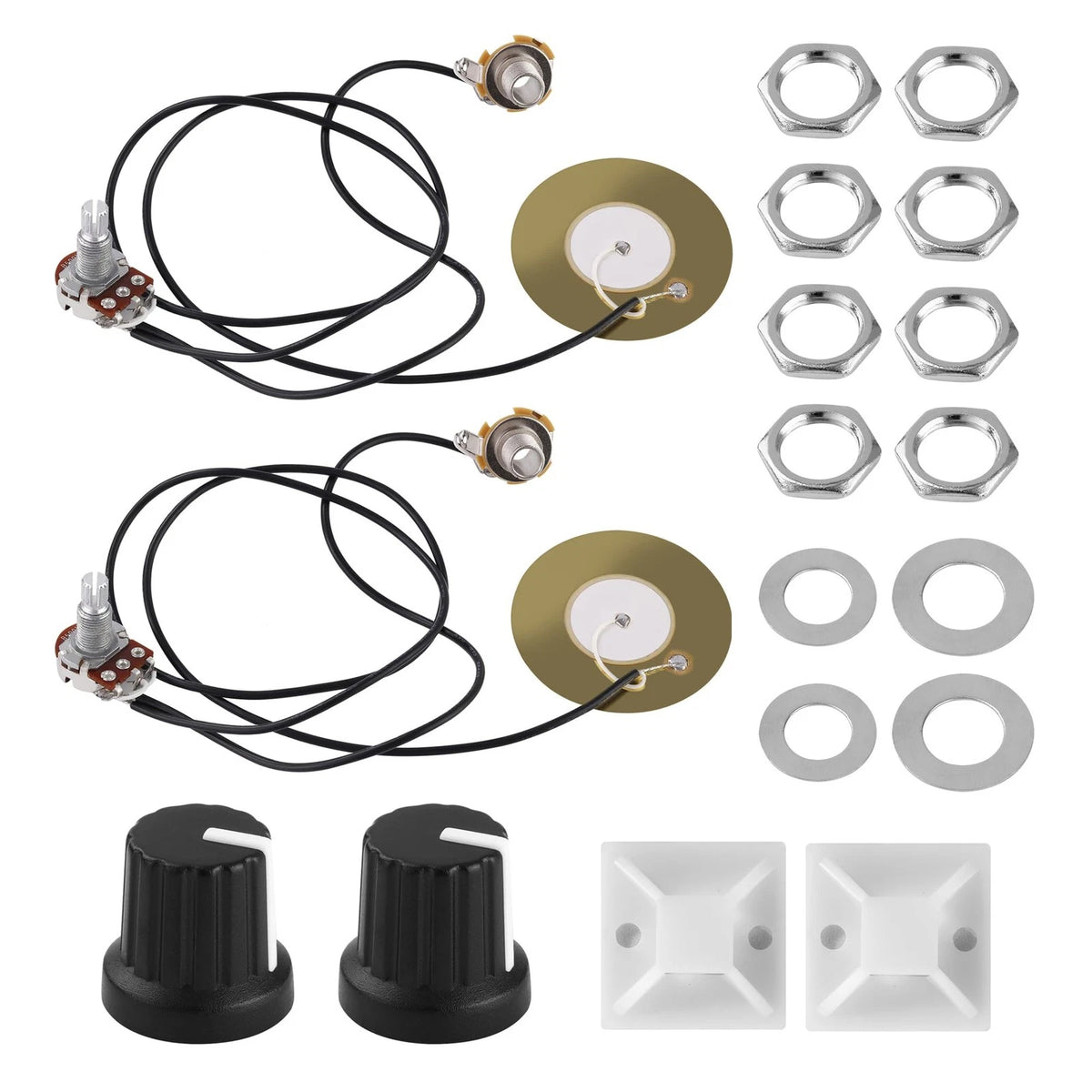 2 Packs 50mm Piezo Pickup Transducer Prewired Amplifier with 6.35mm Black