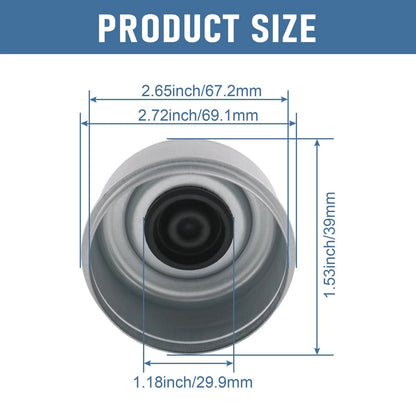 2pcs 2.72" Wheel Hub with Extra 2 Rubber Plugs, Silver Tone, Black