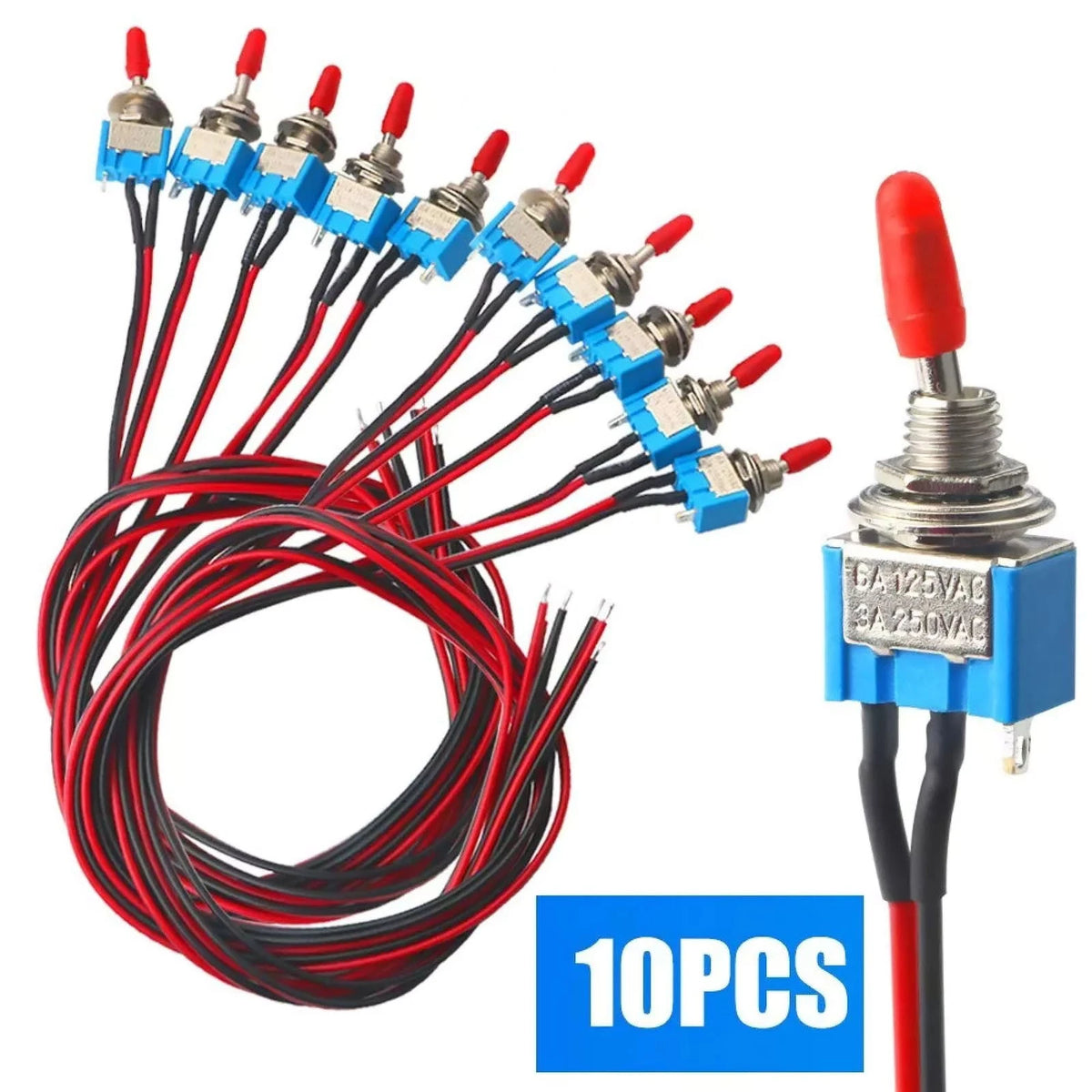 10* Professional Car Mini Toggle Switch With Pre-Wired For 6mm Mounting Hole