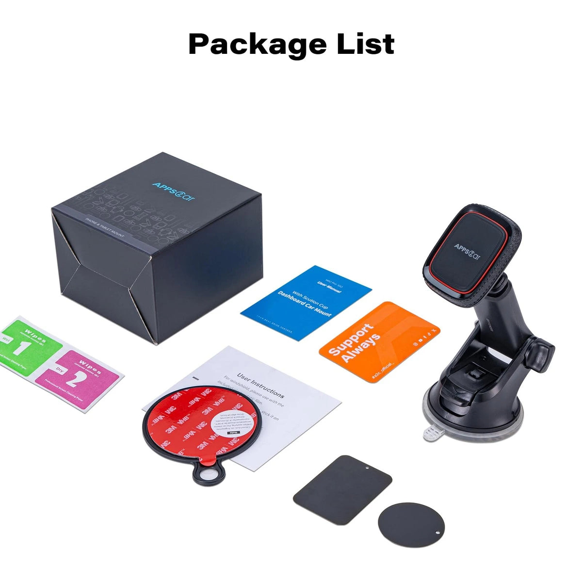 APPS2Car Magnetic Phone Mount for Car, Dashboard & 4.6”-6.29”, Black-Red
