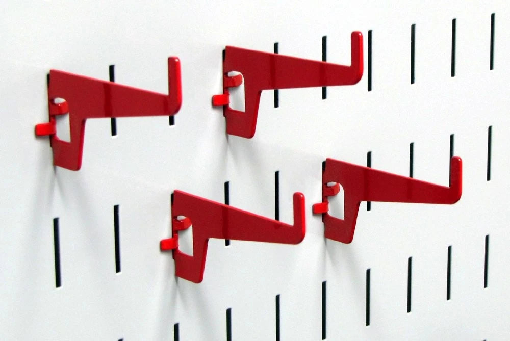 Wall Control 2-7/8in Long Reach Hook Pack - Slotted Metal of 1, Red