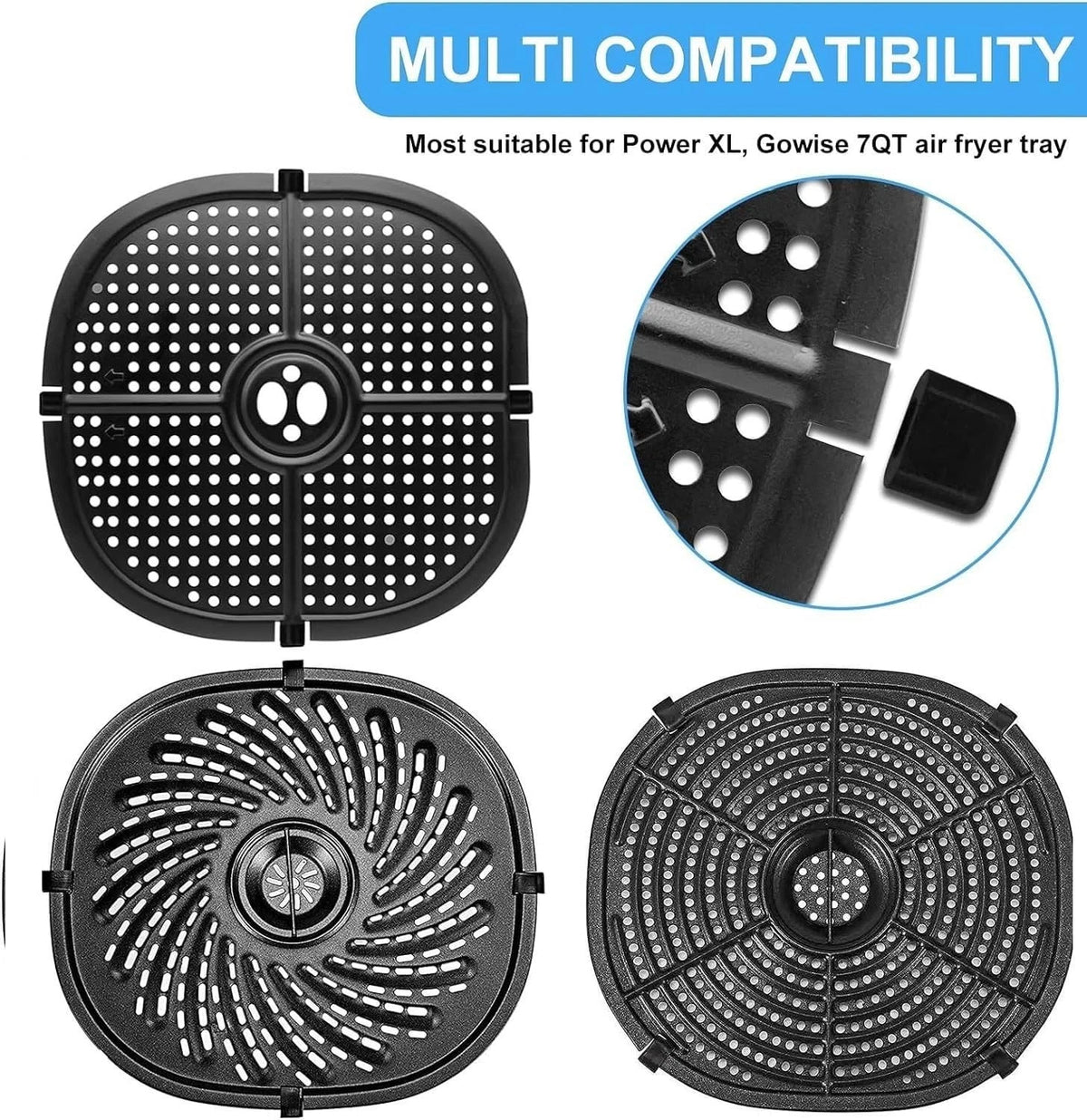 Nvkwca 8PCS Air Fryer Rubber Spacers for PowerXL 2QT Fit 7QT, Black
