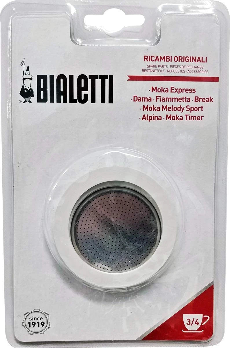 Bialetti Replacement Gasket and Filter For 3 Cup Stovetop 3 Cup, White