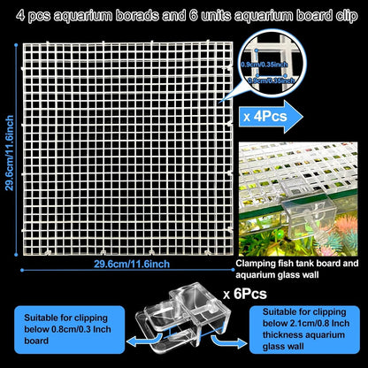 4 Aquarium lid Hood Fish Tank top Cover Terrarium Plastic transparent