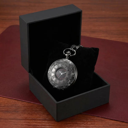 MJSCPHBJK Vintage Pocket Watch for Men Roman Numerals Scale Quartz Black