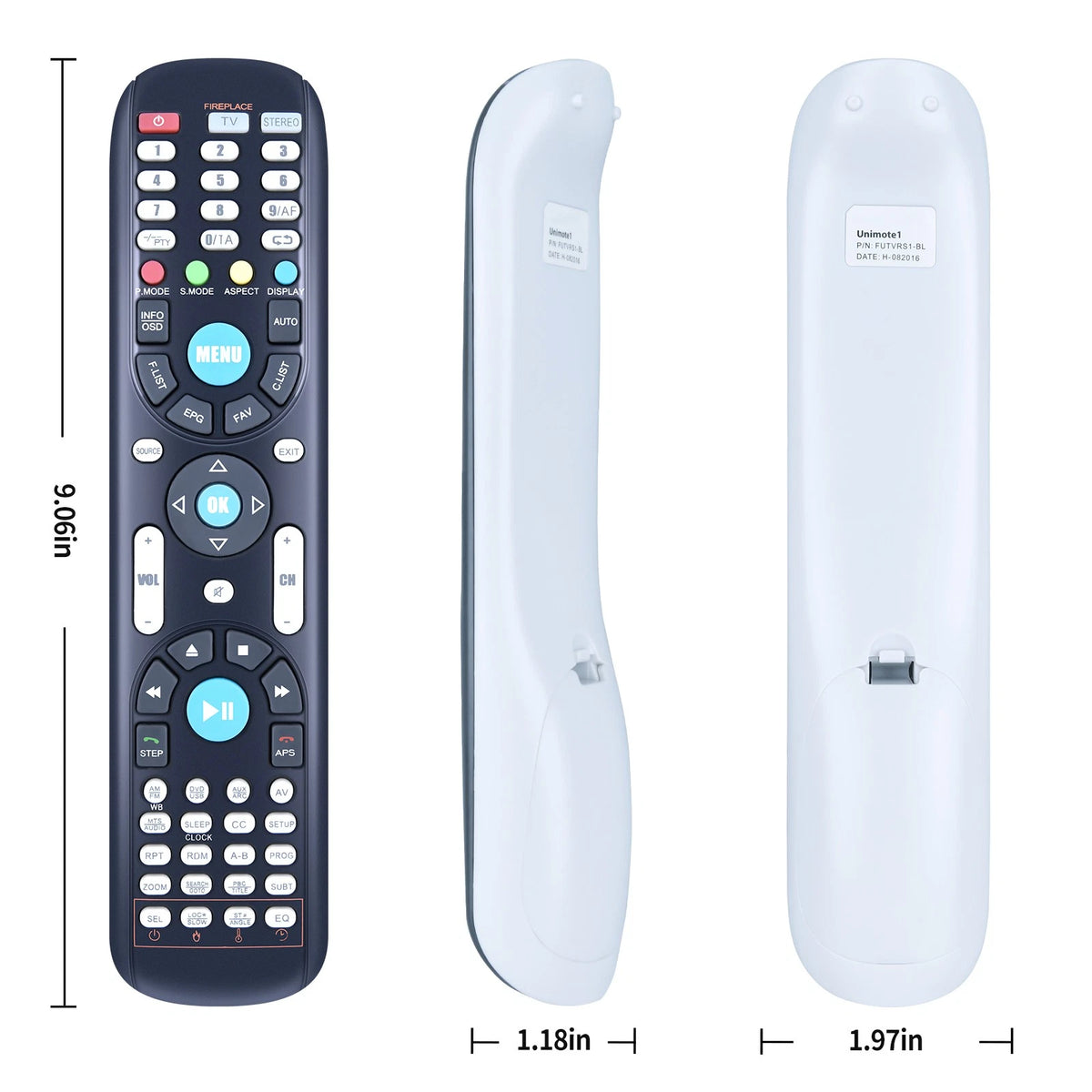 Replace Remote For Furrion Fireplace RV Camper DVD Unimote1 FUTVRS1-BL Smart LCD