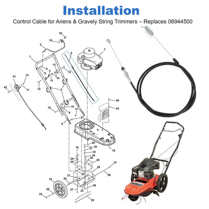 Trimmer Control Cable 06944500 Fits Ariens ST622 ST522 ST22 String Trimmers