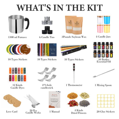 SAEUYVB Candle Making Kit - DIY Starter Soy 10 pcs candle tins kit, 12 colors