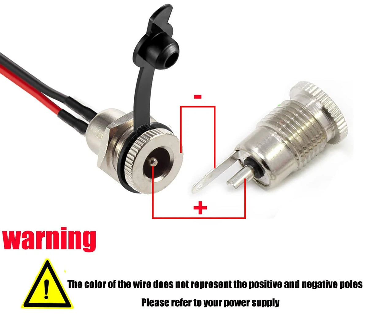 QOFOWIN 5.5 x 2.1 MM 8A DC Power Jack Cord Socket Threaded dc-wire-alloy